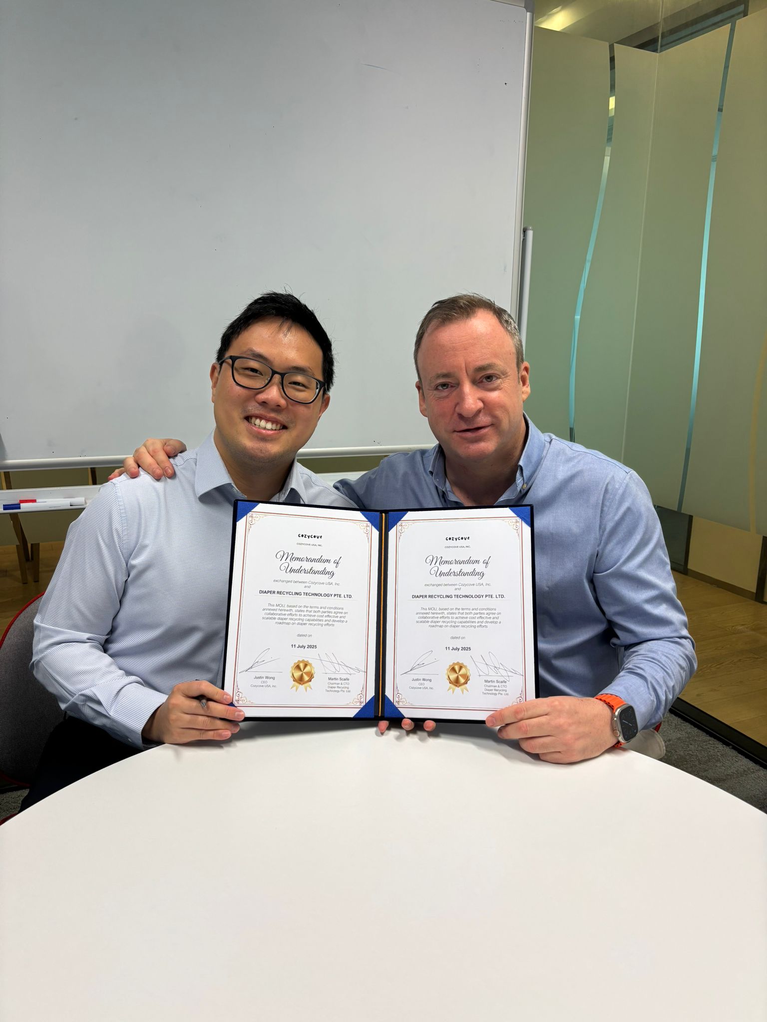 Cozycove USA signs MOU with Diaper Recycling Technologies