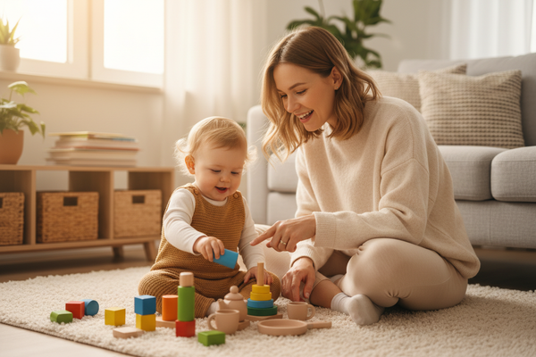 baby Pretend play, problem-solving, following instructions with mom